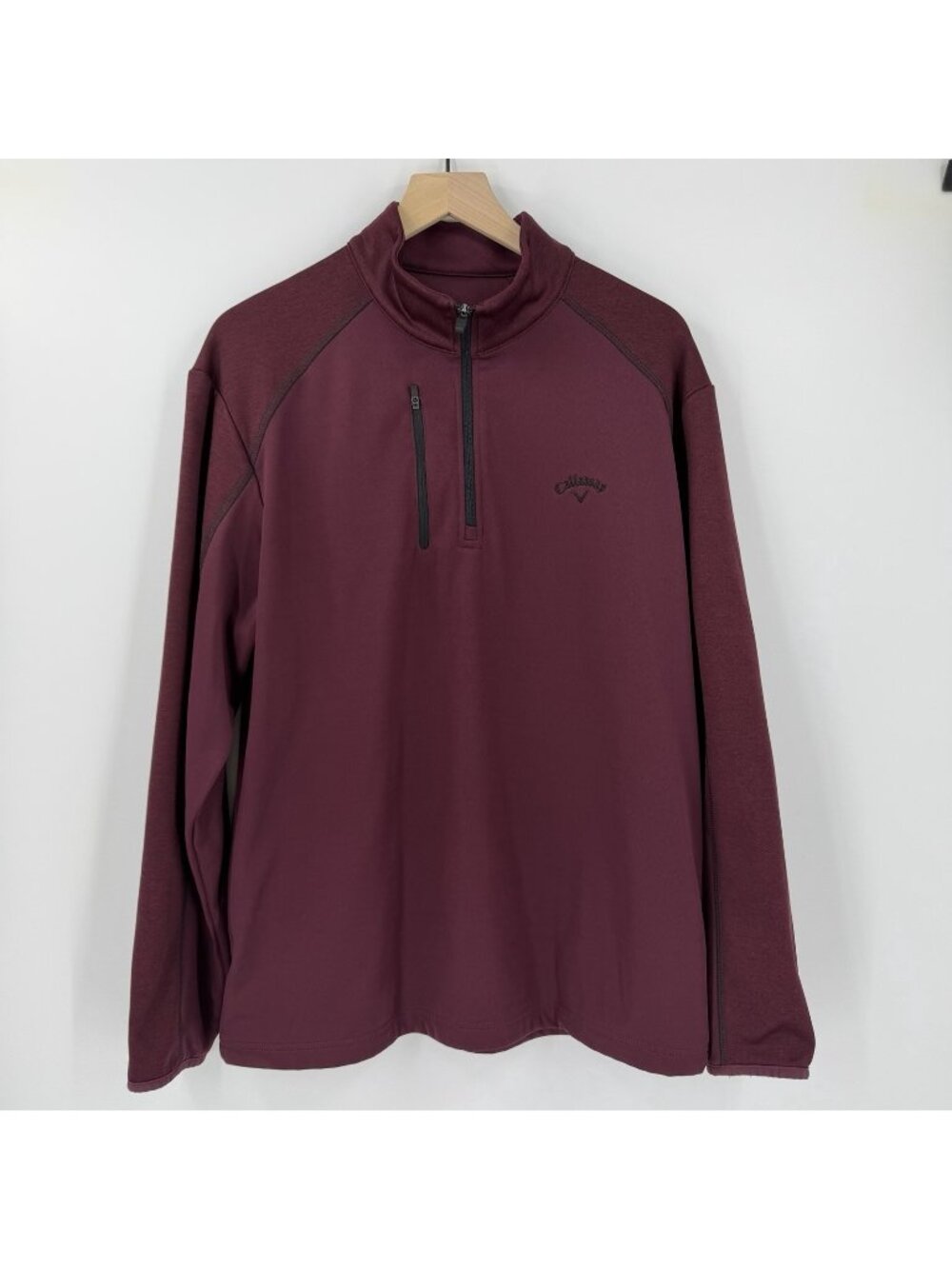 Callaway Golf Pullover Sweatshirt Mens Large Burgundy Red  1/4 Zip Jacket